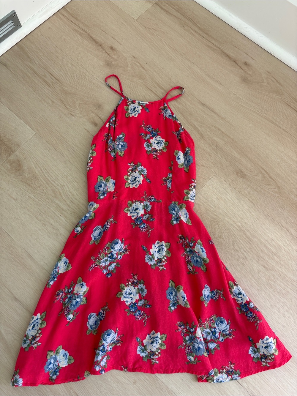 abercrombie kids Red Floral Halter Dress